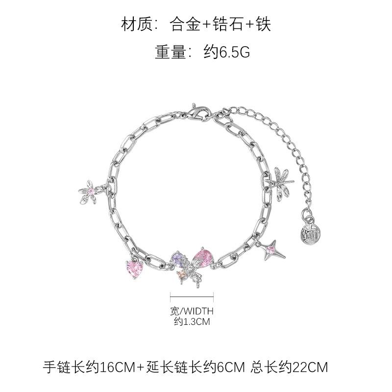 Color zircon butterfly bracelet 2025 new original exquisite sweet and cool hand