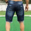 Herren-Jeans-Shorts, zerrissene Jeans-Shorts im Used-Look mit gebrochenem Loch, zerrissene, dehnbare Jeans im Used-Look