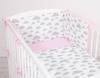 Double-sided 2-piece cotton children's bedding set - gray/pink clouds
