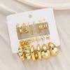 9 Pairs Gold Color Vintage Geometry Earrings Set For Women Fashion Starfish C Shape Twisted Hoop Stud Earring Party Daily Wear