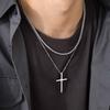 Men Double Layered Chain Cross Charm Pendant Necklace, Stainless Steel Stacking Set Choker Collar Gifts To Him