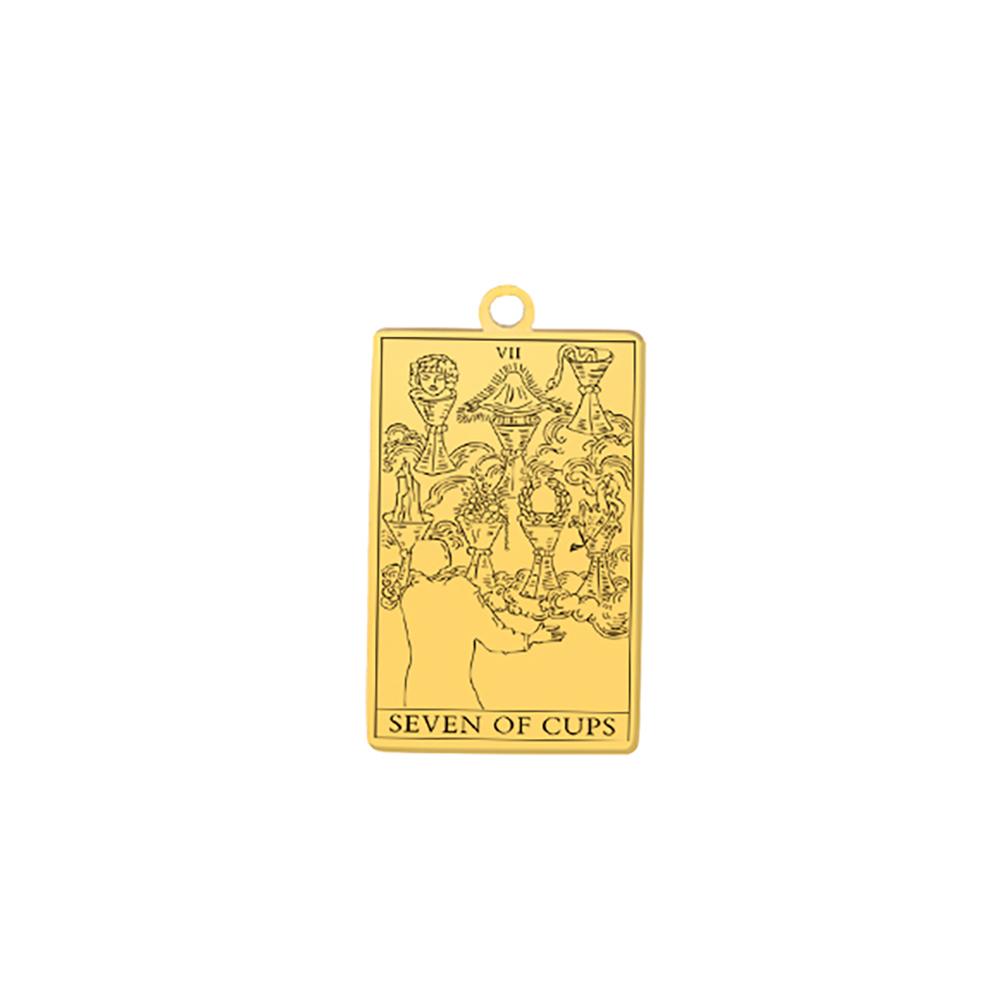 LIKGREAT Stainless Steel Tarot Cards Pendant The Suit of Cups Wands Minor Arcana Tarot Jewelry Vintage Astrology Amulet