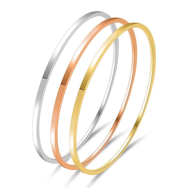 European and American fashion plain circle light luxury exaggerated bracelet women's titanium steel does not fade mirror circle bracelet