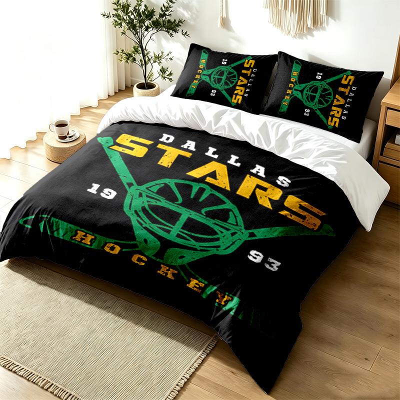 Dallas Stars 3pc Duvet Cover Set Simple Modern Bedding Set Wrinkle Resistant Soft Fabric All Season Use a Perfect Gift