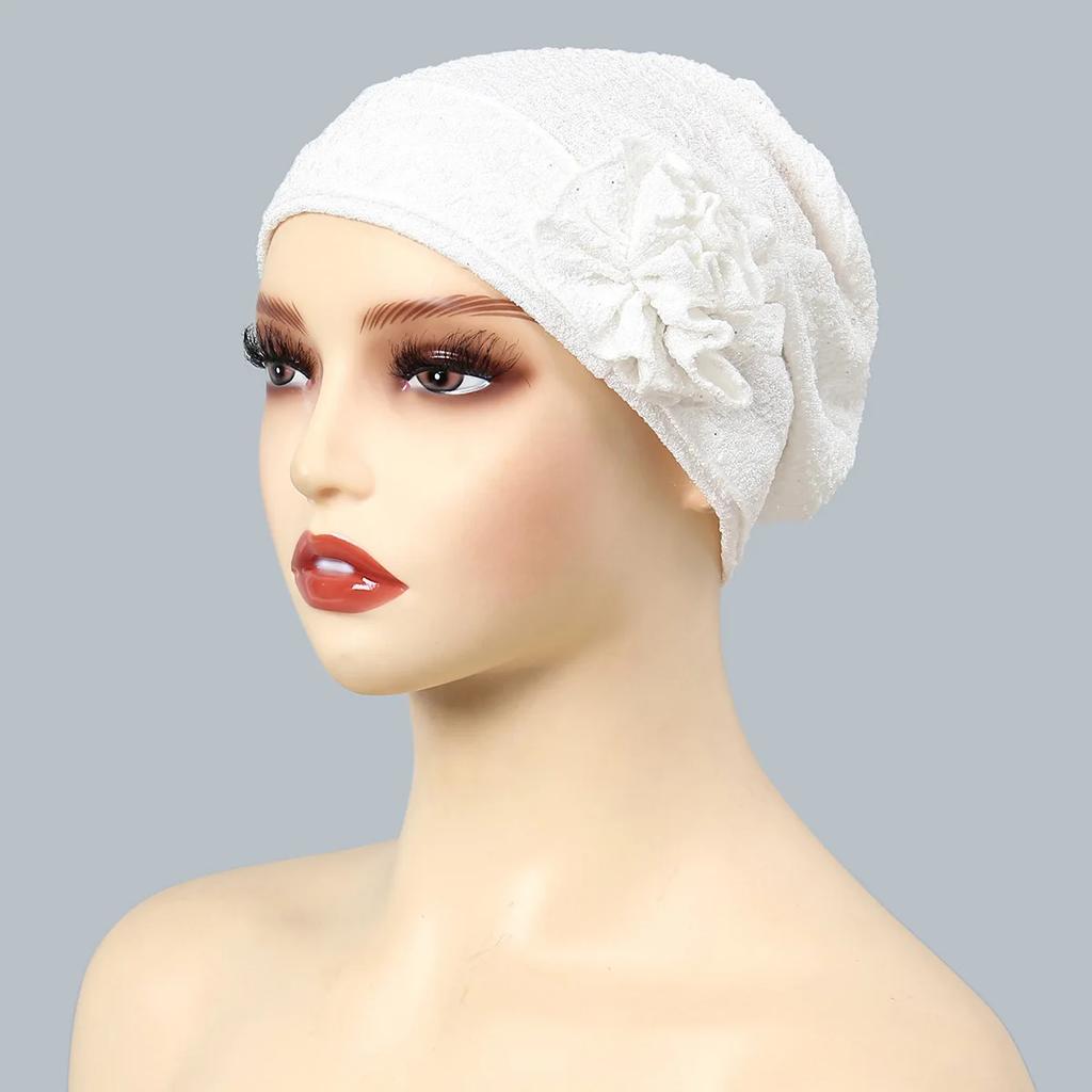 2025 New Muslim Fashion Flowers Turban Cap Women Hijab Islamic Chemo Cap Head Scarf Ladies Head Wrap Cover Hijab Scarf