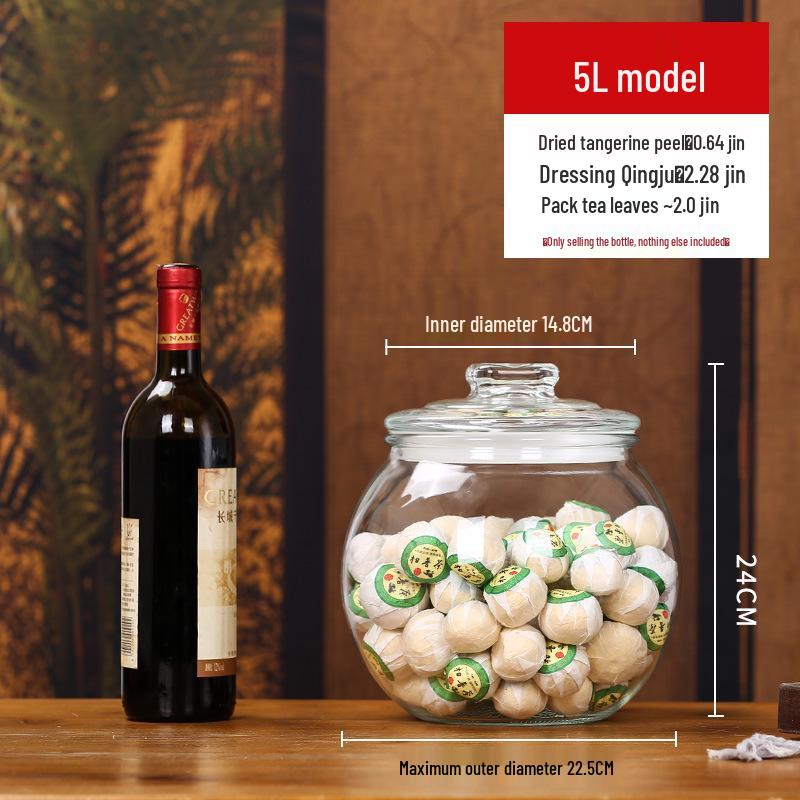 Large Glass Food-Grade Storage Jar for Dried Tangerine Peel and Tea Sealed for Freshness