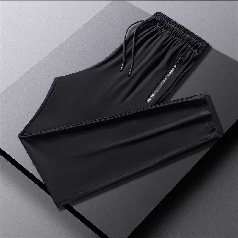 Ice Silk Casual Pants Men's Loose and Comfortable Drape Large Size Korean Version Summer High Elasticity Thin Corset Sports Trousers
