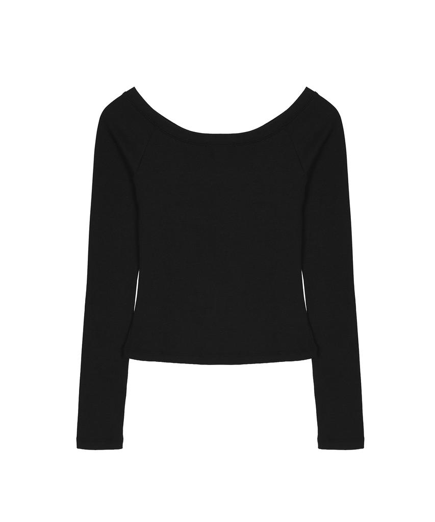 NICK&NICOLE Off Shoulder Long Sleeve Top_Black