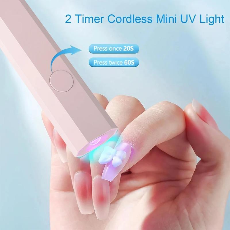 Portable UV/LED Nail Lamp - Handheld Cordless Gel Polish Dryer for Fast 60s Curing, Mini Manicure Light for Home & Travel Use