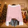 Women's Christmas Print Lightweight Sweater Casual Long Sleeve Knit Pullover for Holiday Wear