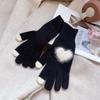 Warm Women Knitted Gloves Windproof Cycling Gloves Elegant Love Heart Gloves  Female