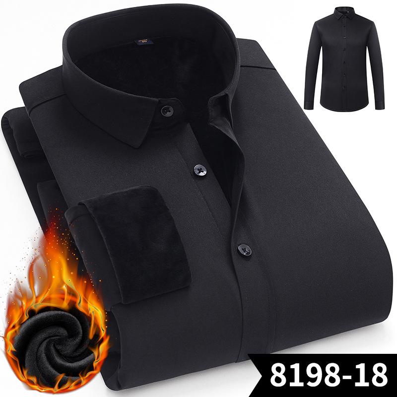 Men's Winter Sherpa Lined Shirts Long Sleeve Button Down Fleece Dress Shirts for Men Business Casual Warm Comfortable Thermal Shirt With Pockets