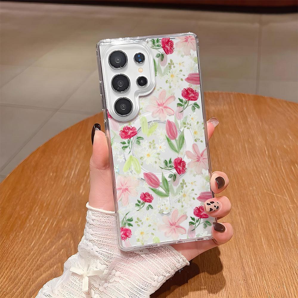 Süße Blumen-Nis-Wind Vollbild-Blumen Samsung S25 ULTRA Handyhülle magnetisch rutschfest Fingerabdruck-Schutzhülle