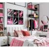 6Pcs Fashion Bathroom Canvas Wall Art Black and Pink Glam Glitter Tissue Funny Modern Women Painting Pictures Wall Decor Poster Print Artwork for