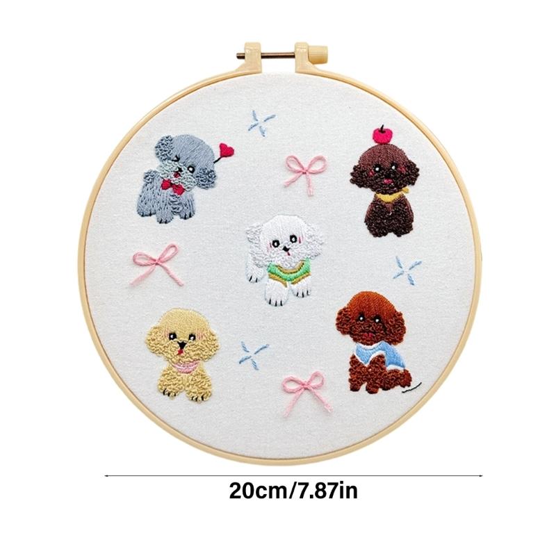 Beginner Embroidery Kits for Adult Easy to Learn Dog Embroidery Pattern from Video & Instruction Needlepoint Kits