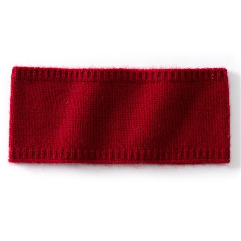 Autumn and winter new cashmere blended warm knitting flat solid color pullover cashmere headband women's black