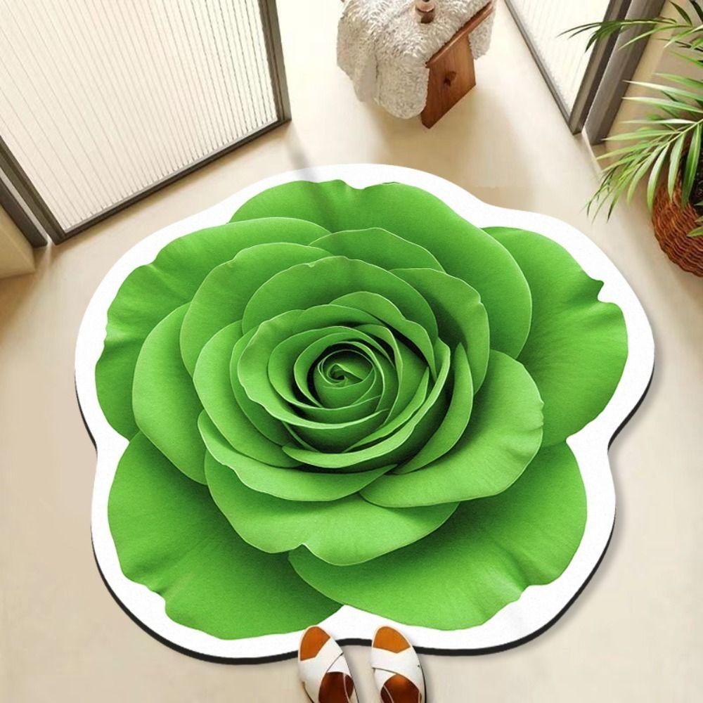 Algae Mud Rose Floor Mat Special-shaped Bathroom Floor Mat Flower Carpet  for Bedside Cloakroom