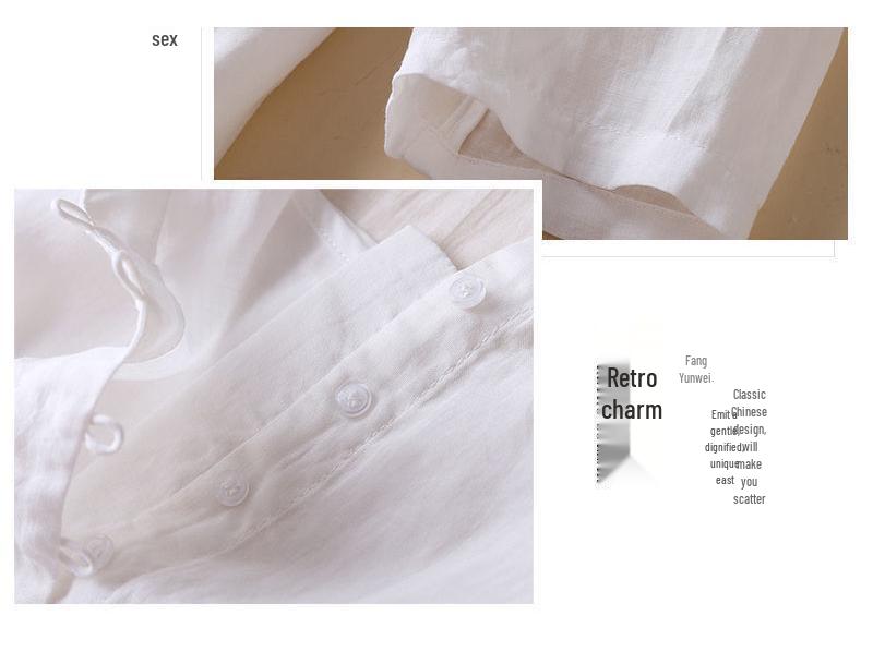 2024 Spring/Summer Women's Ethnic Embroidered Nine-Sleeve Cotton Midi Dress with Round Neck