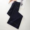 Women's Dark Blue High-Waisted Straight-Leg Jeans - 2025 Spring/Autumn Petite Slimming Loose Fit