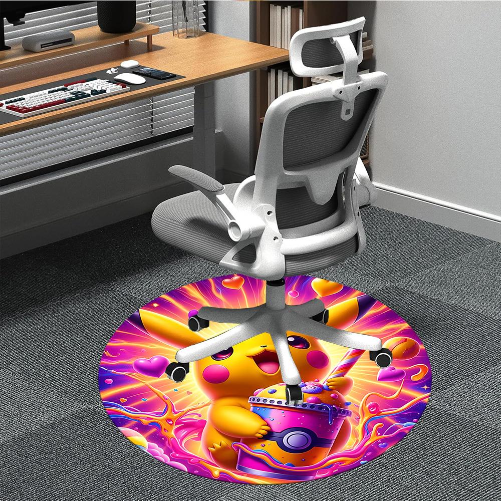 

1pc Pikachu, Pokémon Chair Carpet for Office Non-Slip,Machine Washable Rug for Office, Room - Holiday Decor - Machine Made yy251017294 80cm by 80cm