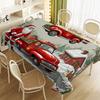 Christmas Rectangle Table Cloth Grey Tone Santa Red Vintage Truck Table Cover for Indoor Party Christmas Dinner Decoration