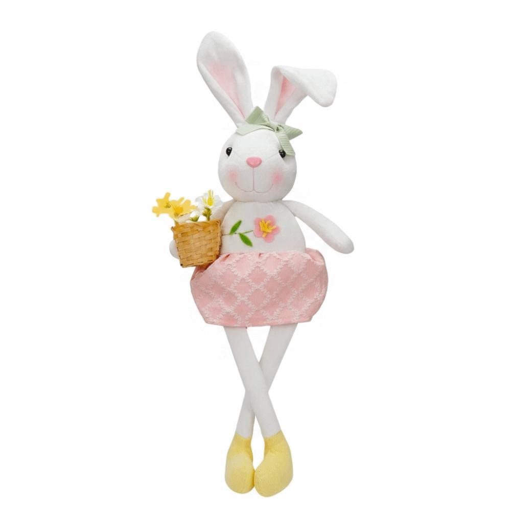 Adjustable Long Legged Easter Rabbit Decoration Carrot Flower Basket Spring Countrysides Theme Rabbit Figurine