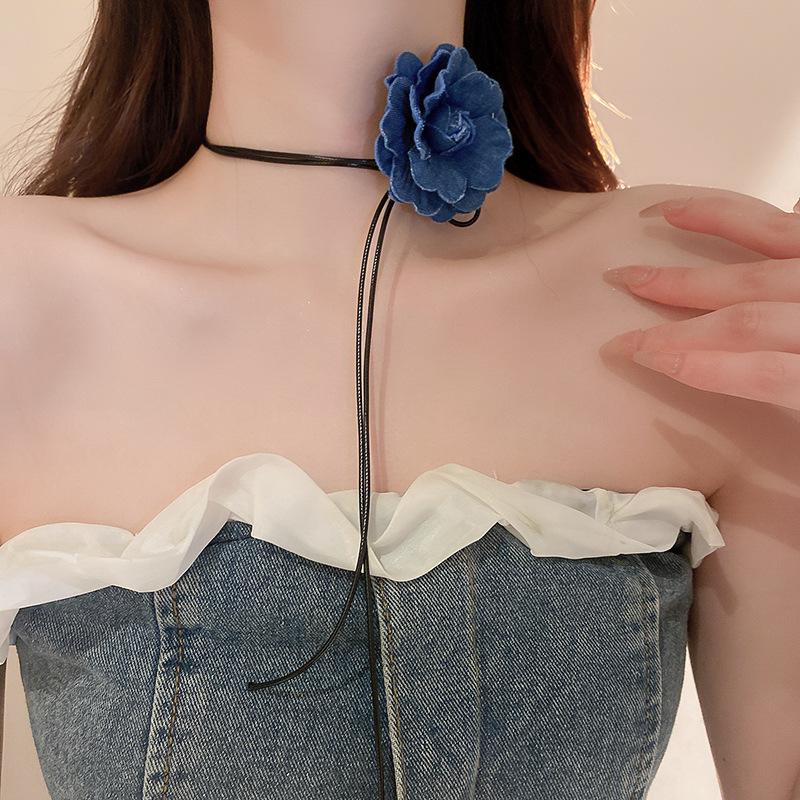 

Ожерелье из сетчатой ткани с цветочной лентой, ожерелье в форме сердца для девочки, модный, милый и высококачественный аксессуар