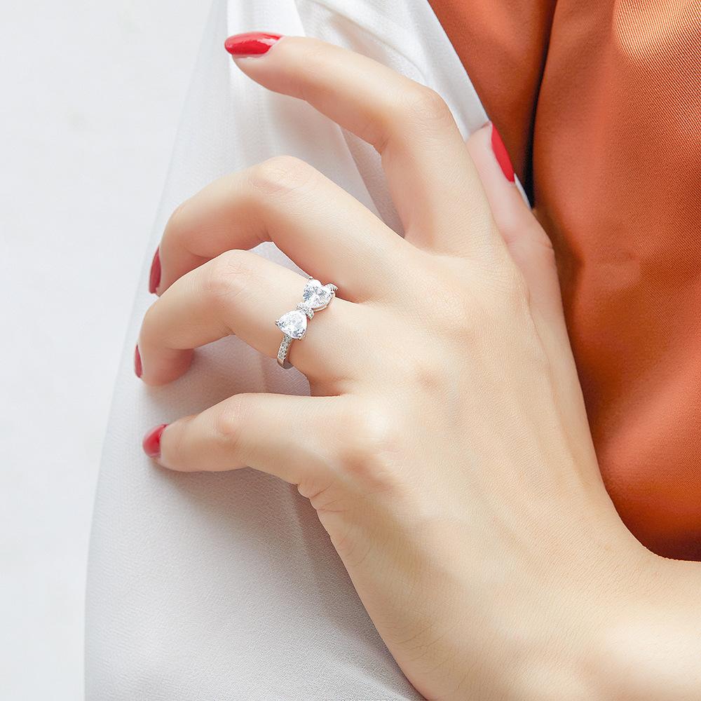 Lindon Klassisk 925 Sterling Sølv Zircon Ring Dame Smykker Bryllup Løfte Party Gift
