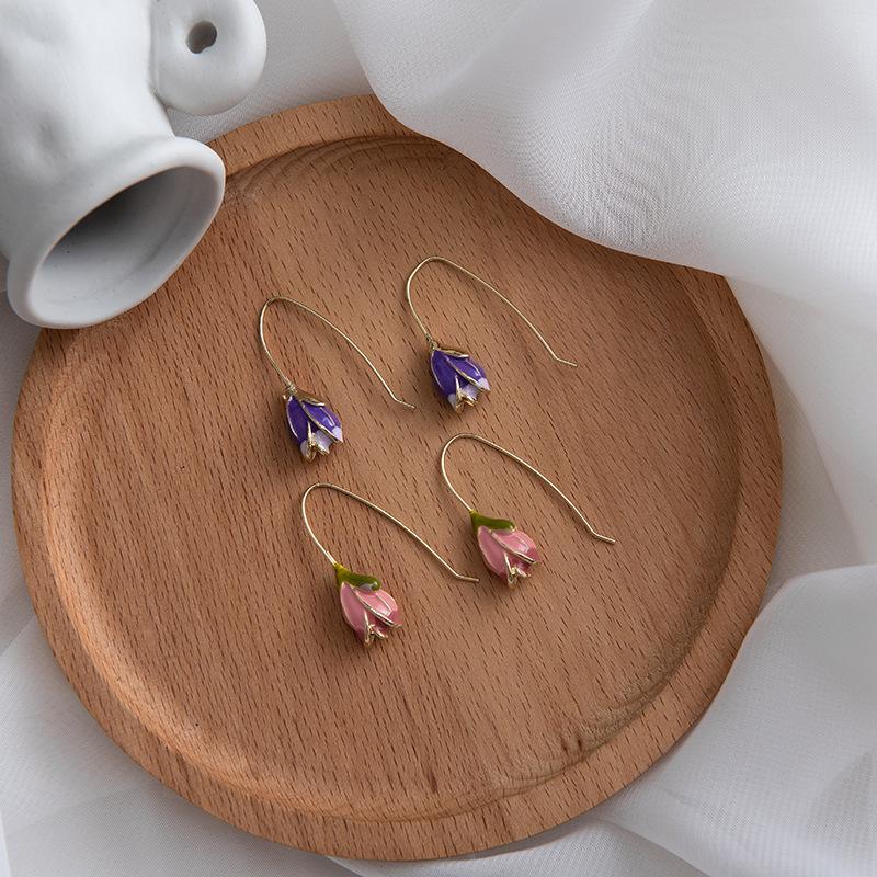 Retro Tulip Earring Minority French Gentle Earring Sweet Girl Spring Earring