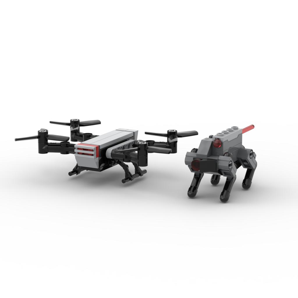MOC Battle Machine Building Blocks Mechanical Wolf Robot Dog Fireproof Battery Cannon Bricks Toys Kids Gift