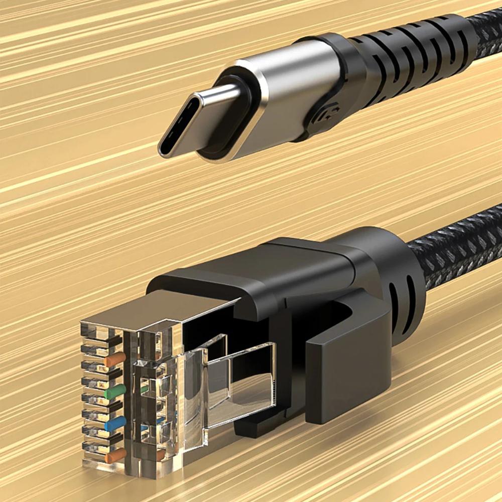 USB-C to Ethernet Cable 1.2m/3.9ft Type C to RJ45 Cord Gigabit LAN Network for iPhone 15 Series/iPad/MacBook