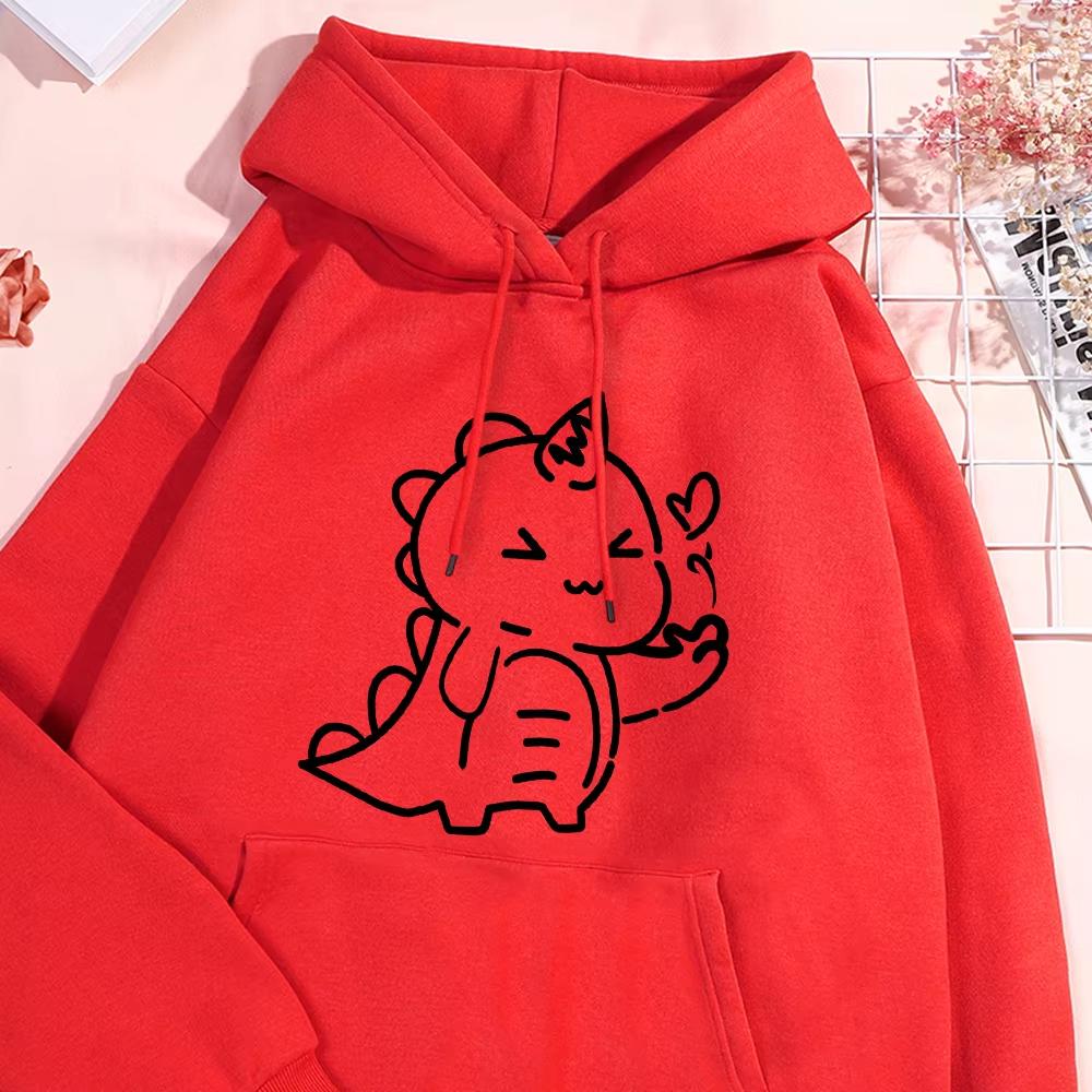 Little Dinosaur Cares More About You Than Anything Else Sweatshirt Male Fashion Fleece Hooded Autumn Crewneck Hoodies Casual