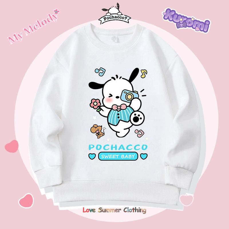 Girls Crewneck Sweatshirt My Melody Sario Cute Hoodie Clothes Kawaii Girls Kuromi Sweatshirt Spring Autumn Sweatshirt Child Tops