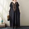 Női Plus Size Laza Hímzett Hosszú Ruhák Nyári V-nyakú Vintage Strand Bohém Ünnepi Ruha