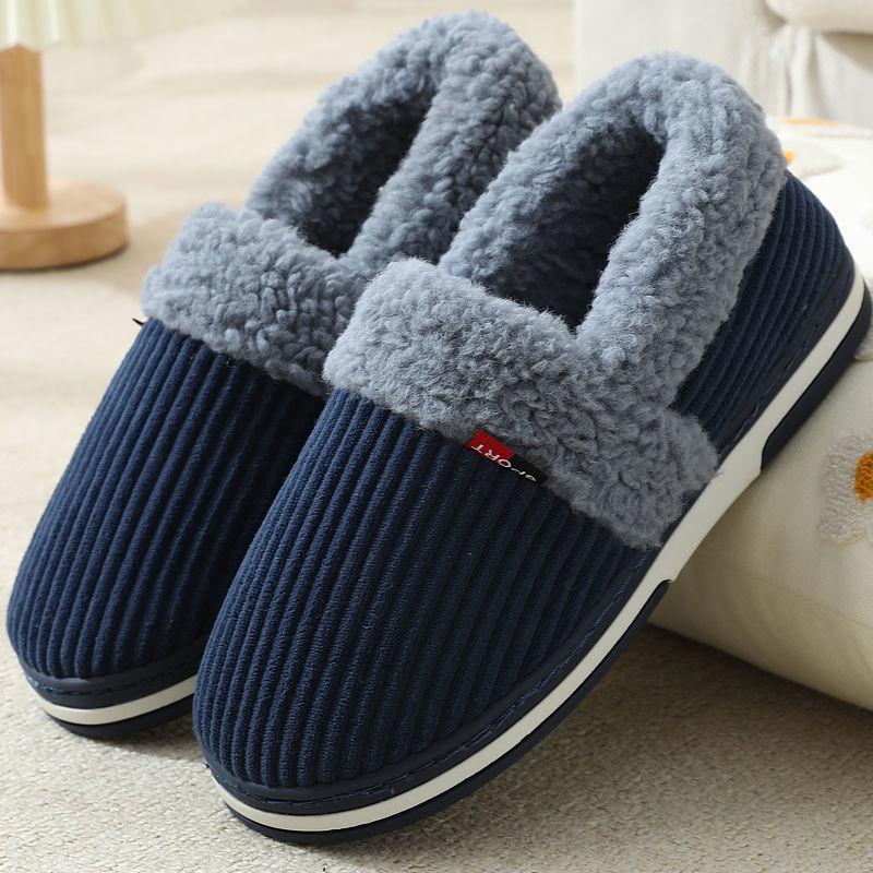 Fashion Winter Couple bag heel slippers Indoor Plush Cotton shoes Fluffy Fur non slip Slippers Men Casual Soft Shoes zapatillas de mujer