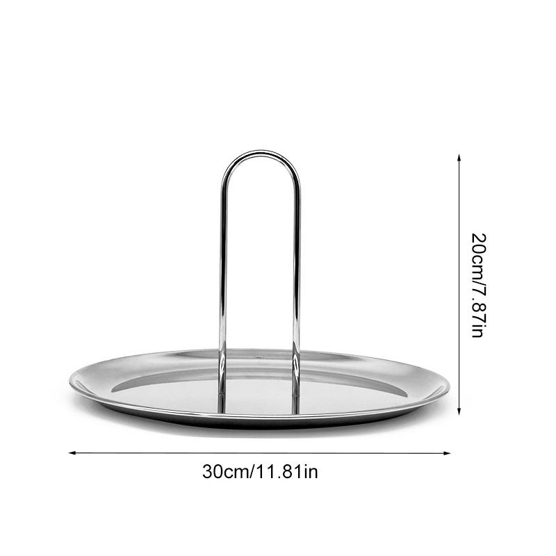 Snack Storage Plate Multifunctional With Handle Desktop Organizer Stainless Steel Home Decoration Finishing Tray Mini Ornaments