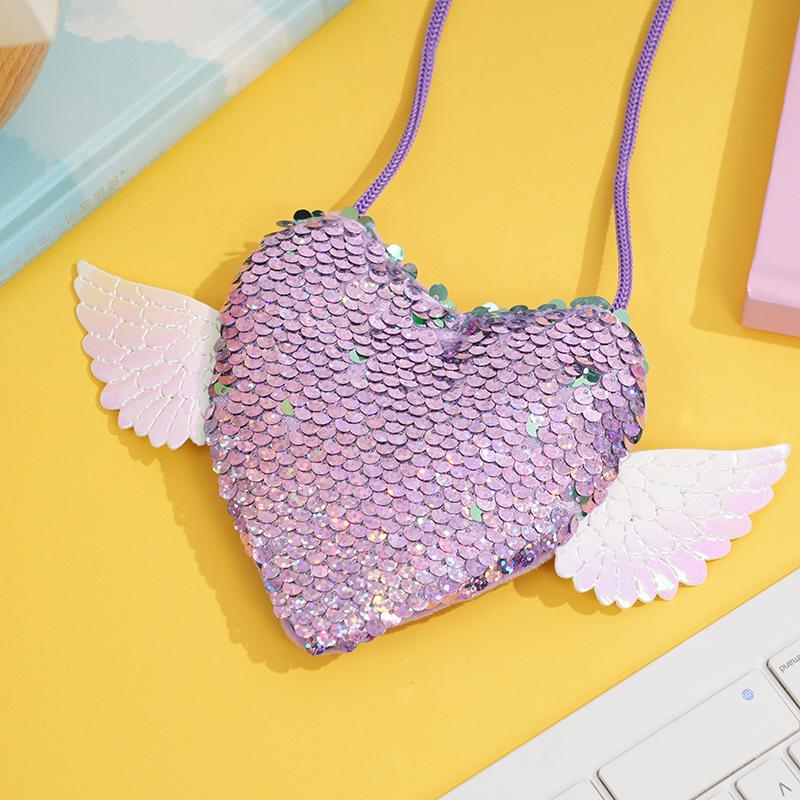 Sequin Wings Lanyard Crossbody Bag & Coin Purse for Kids