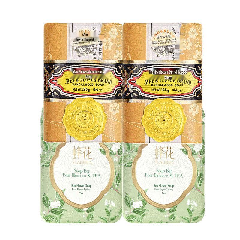 Bee & Flower Sandalwood & Pear Spring Tea Soap Bar Set