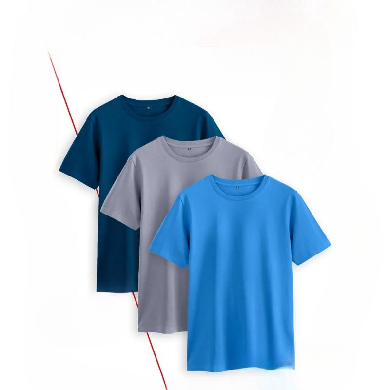 Summer Round Neck 3 Pieces Pure Cotton T-shirts Fashionable Casual Short Sleeved Men's T-shirts