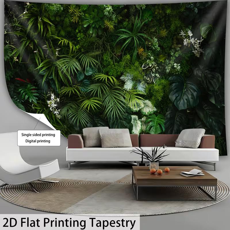 2D Tropical Plant Tapestry, Green Jungle Leaf Wall Hanging for Home Decor 47.2x31.5inch/120*80cm