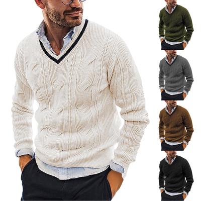 V-neck Sweater Men Fashion Slim-fit Long Sleeve Knit Top New Sweater