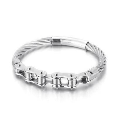 Punk Style Titanium Steel Motorcycle Chain Stitching Bracelet For Men And Women 