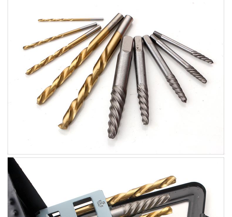 10-Piece Screw Extractor Set with Iron Box for Bolt Removal