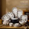 Vintage Floral Underglaze Ceramic Dinnerware Set