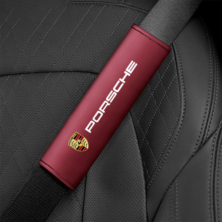 2PC Car Interior Seat Belt Pad Leather Seatbelt Shoulder Cover For Porsche Cayenne Panamera Macan Boxster 911 Carrera-GT 928 944