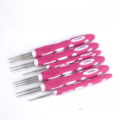 Silicone Handle Dreadlock Crochet Hook for Hair Dreadlocks Crochet Needle, Interlocking Tool for Locs, Braid Craft(0.75mm/0.5mm)