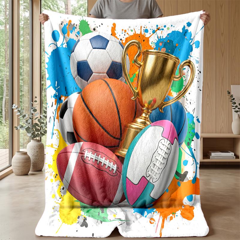 Sports Trophy Celebration 1 Theme Blanket Lightweight Warm Flannel Blanket Decorative Throw Blanket for Home Decoration