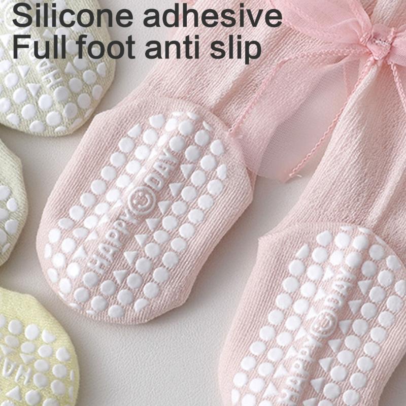 Kids Lace Pattern Over Knee Stockings Soft Combed Cotton Summer Thin Style Beige Color For Daily Wear