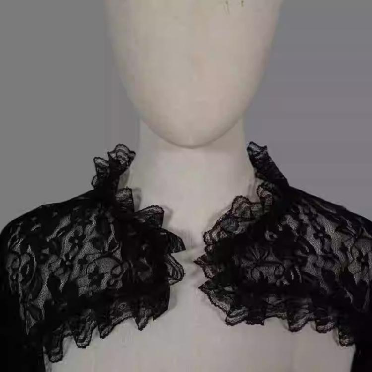 Lace Trimmed Gothic Bridal Flared Sleeve Shrug For Special