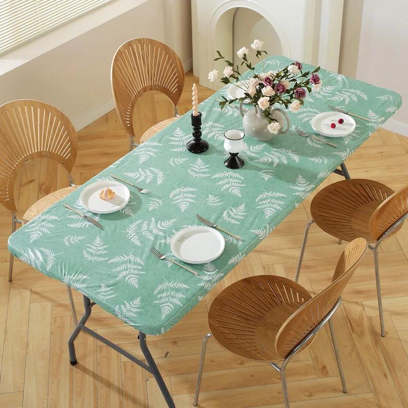 

4Ft/6Ft Rectangle Vinyl Picnic Table Cloth Waterproof Elastic Fitted Table Covers Outdoor Table Cover for Camping Dining Indoor 30X48inch